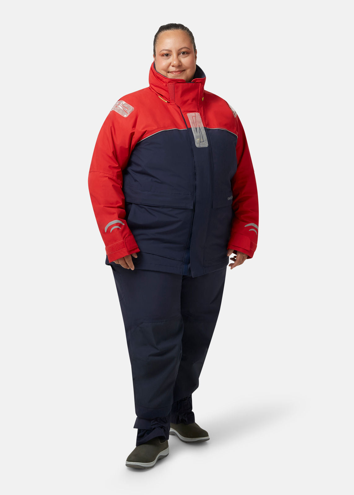 Damen Bergen II Offshore Segeljacke Extra-Weit Jacken Crazy4Sailing Rot / Navy