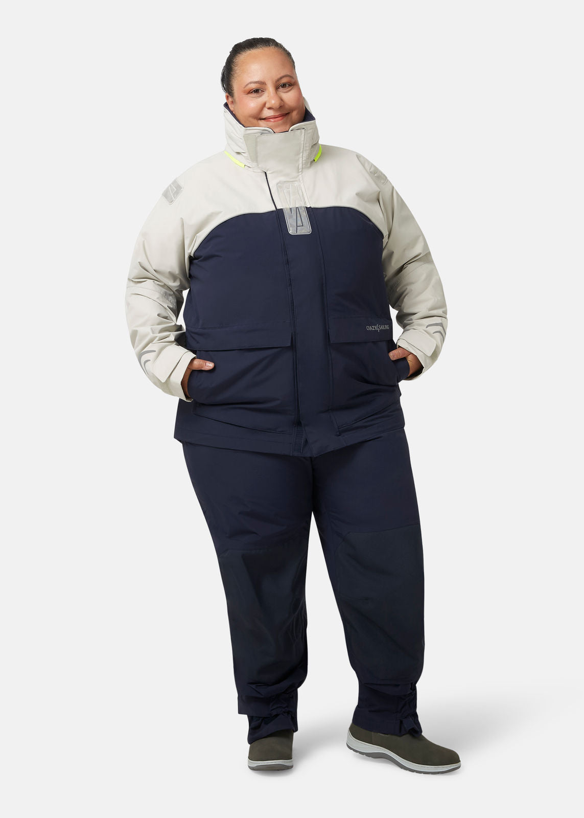 Damen Bergen II Offshore Segeljacke Extra-Weit Jacken Crazy4Sailing Silber / Navy