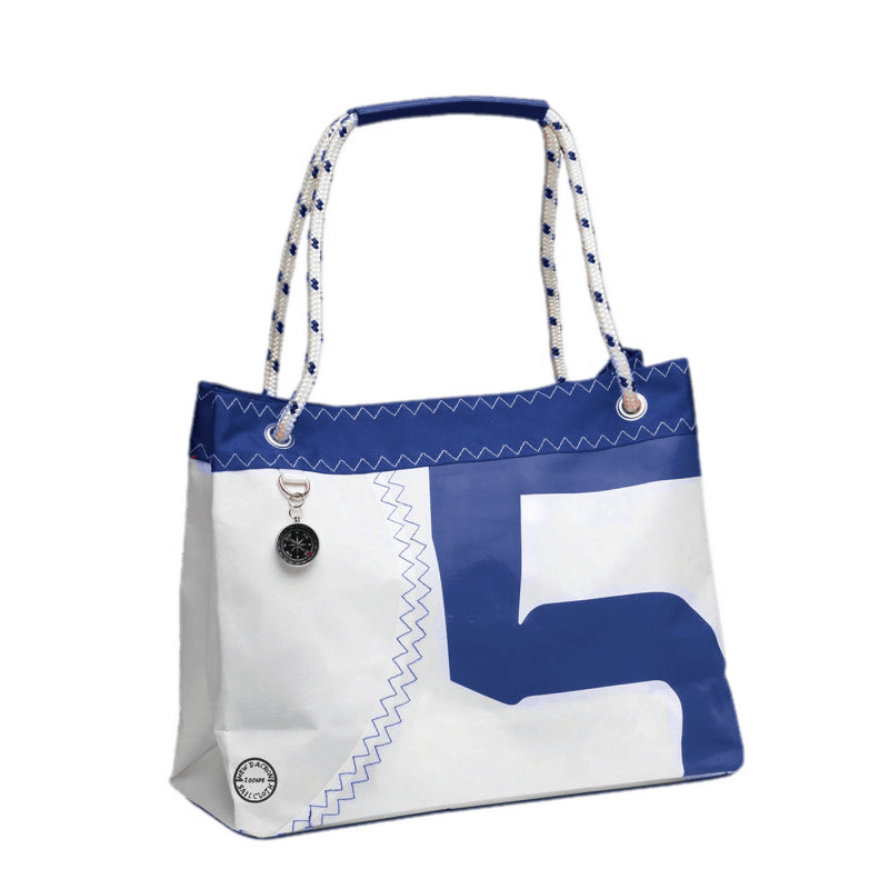 Sea Wave Einkaufsstasche mit Tau Segeltuchtasche Segeltuchtasche Marineblau